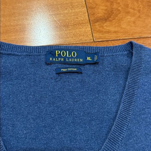 Polo by Ralph Lauren Pima Cotton V-Neck Blue Sweater Vest size XL - Picture 3 of 8